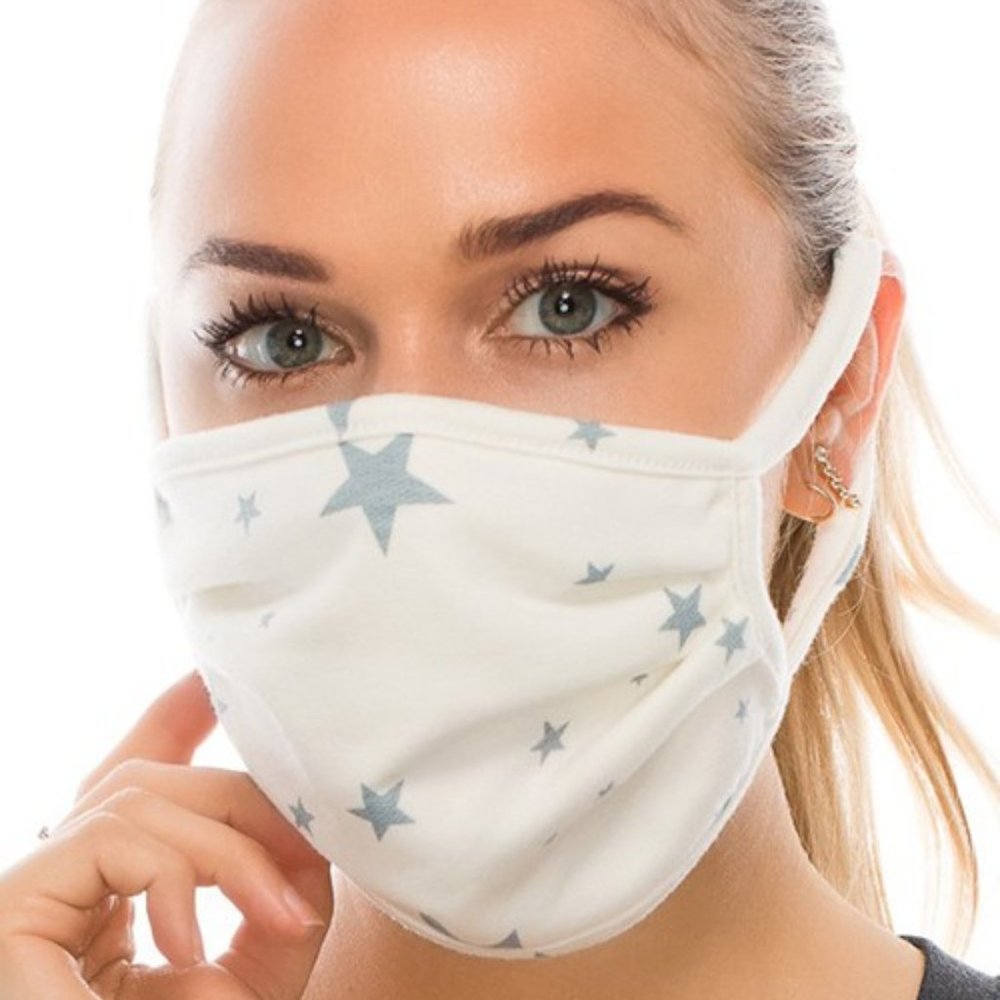 NEW White Denim Star Double Layered Face Mask - Picture 4 of 5